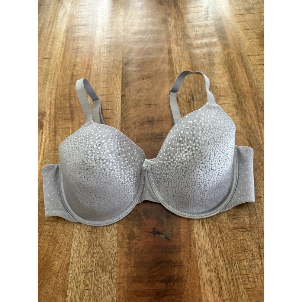 Wacoal Back Appeal Bra 38D Gray Silver Underwire T-Shirt 853303 Polka Dot